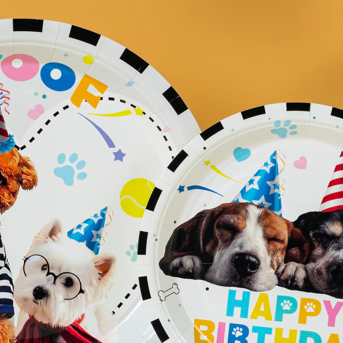 10/25/50pcs Dog Themed Happy Birthday Disposable Paper Plates Puppy Print Party Plates for Kids or Pet Birthday Supplies