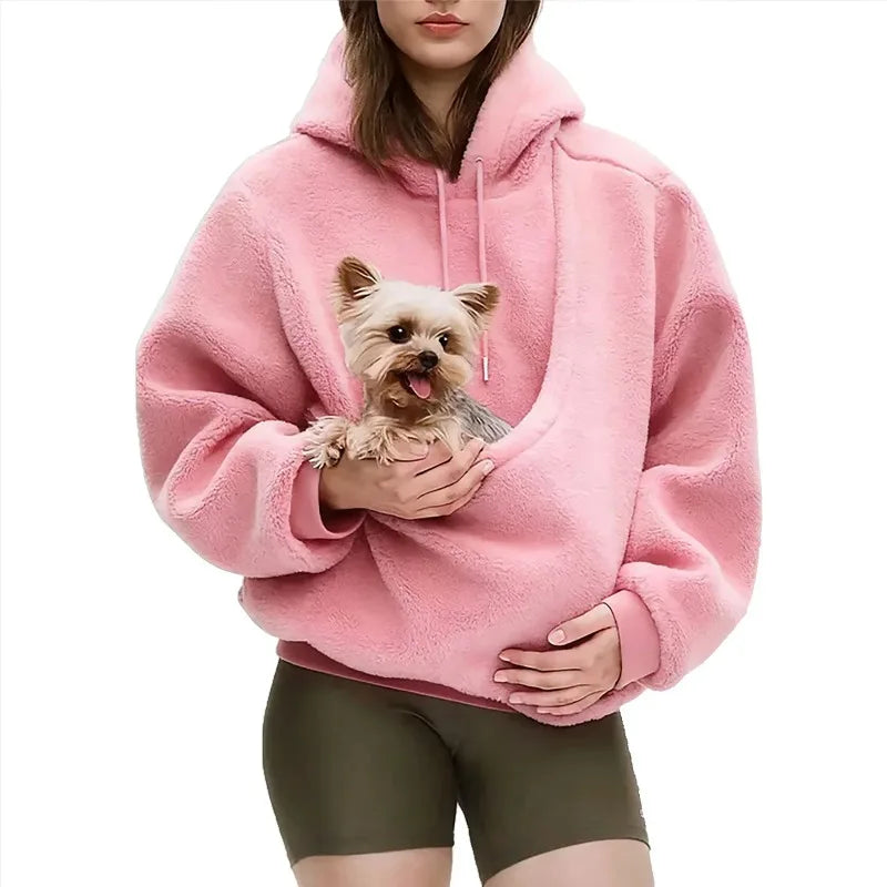Pet Carrier Sweatshirt Hoodie for Small Dogs and Cats, Hands-Free Wearable Pouch Front Pack, Cozy Travel Walking Hiking Outfits