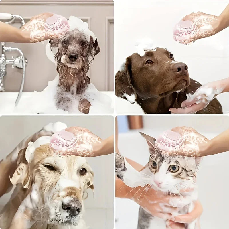 2-in-1 Silicone Pet Grooming Brush with Massage Balls-Bath & Massage Tool for Dogs and Cats-Silicone Material Pet Care Accessory