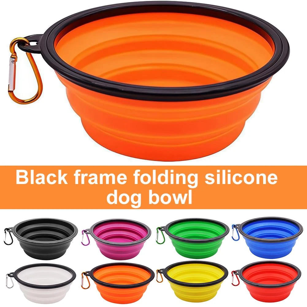 Dog Travel Bowl, Collapsible Bowls for Dogs, Foldable Cat Water Bowl, Portable Pet Feeding Water Travel Dish with Carabiner Clip