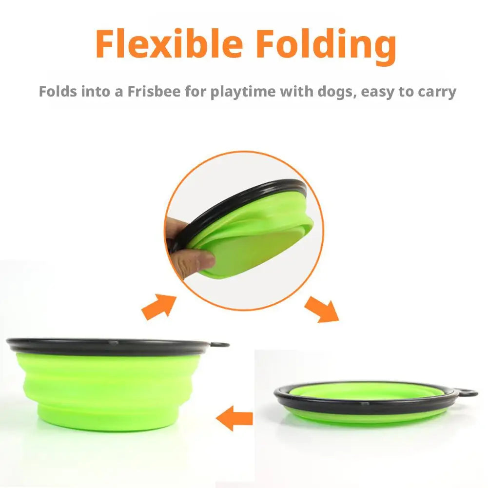 Dog Travel Bowl, Collapsible Bowls for Dogs, Foldable Cat Water Bowl, Portable Pet Feeding Water Travel Dish with Carabiner Clip