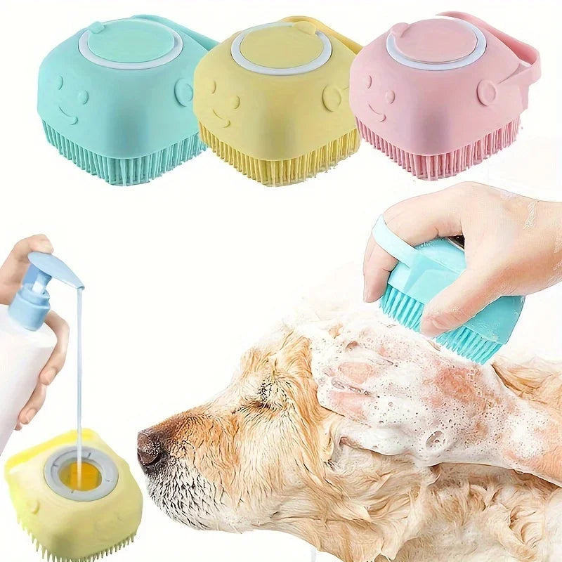 2-in-1 Silicone Pet Grooming Brush with Massage Balls-Bath & Massage Tool for Dogs and Cats-Silicone Material Pet Care Accessory