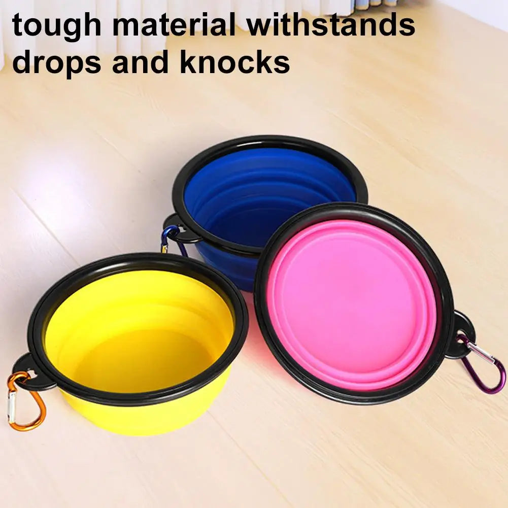 Dog Travel Bowl, Collapsible Bowls for Dogs, Foldable Cat Water Bowl, Portable Pet Feeding Water Travel Dish with Carabiner Clip