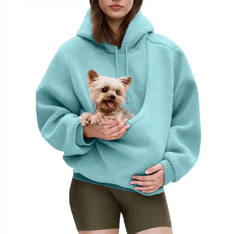 Pet Carrier Sweatshirt Hoodie for Small Dogs and Cats, Hands-Free Wearable Pouch Front Pack, Cozy Travel Walking Hiking Outfits