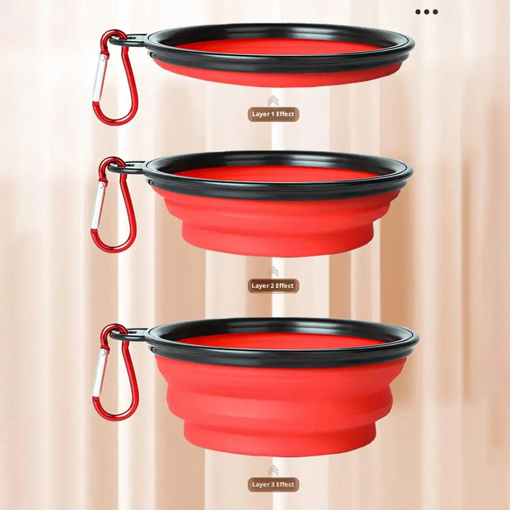 Dog Travel Bowl, Collapsible Bowls for Dogs, Foldable Cat Water Bowl, Portable Pet Feeding Water Travel Dish with Carabiner Clip