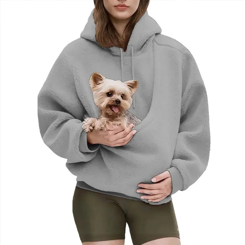 Pet Carrier Sweatshirt Hoodie for Small Dogs and Cats, Hands-Free Wearable Pouch Front Pack, Cozy Travel Walking Hiking Outfits